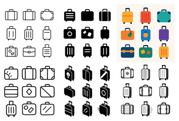 Stylish luggage icons collection