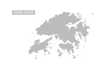 Obraz premium Hong Kong map - Minimal Flat Vector Illustration in Black and Gray, Isolated on White Background, Ideal for Infographics, Educational Use, Reports, and Presentations.