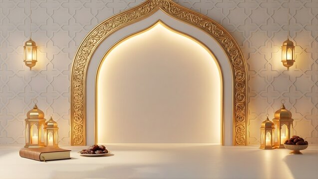 Soft Iftar Table Setup with Dates and Water 3D