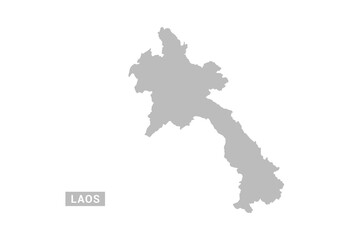 Fototapeta premium Laos map - Minimal Flat Vector Illustration in Black and Gray, Isolated on White Background, Ideal for Infographics, Educational Use, Reports, and Presentations.