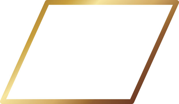 高級感のある平行四辺形のメタルフレーム　ゴールド