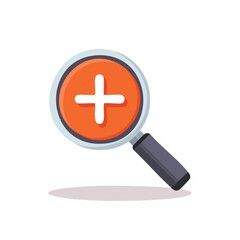 Obraz premium Magnifying glass with plus sign icon for zoom and search.