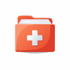 Obraz premium Medical folder with a plus symbol icon with documents.