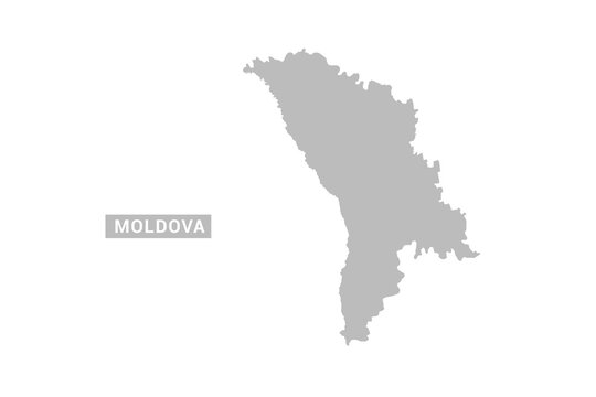 Moldova map - Minimal Flat Vector Illustration in Black and Gray, Isolated on White Background, Ideal for Infographics, Educational Use, Reports, and Presentations.