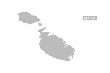 Obraz premium Malta map - Minimal Flat Vector Illustration in Black and Gray, Isolated on White Background, Ideal for Infographics, Educational Use, Reports, and Presentations.