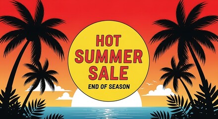 Obraz premium Palm Trees Beach Summer Sale Scene