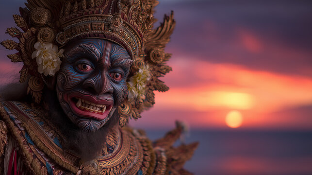 Nyepi Day, Ogoh Ogoh Demon Statue at Sunset before Nyepi Day Silent Celebration Bali