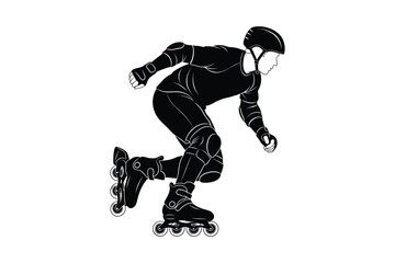 Fototapeta premium Professional inline skater in motion with protective gear 