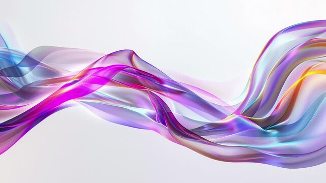 Transparent wave glass geometries with colorful lights, 3d rendering. abstract music wave line blue, pink technology background curve motion animation,
4k looping video, 3d render