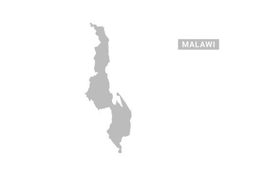 Malawi map - Minimal Flat Vector Illustration in Black and Gray, Isolated on White Background, Ideal for Infographics, Educational Use, Reports, and Presentations.