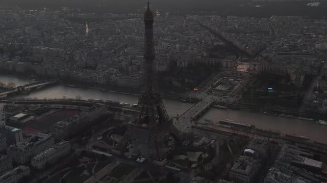 Aerial View of Paris at Dusk