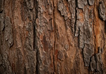 Obraz premium Detailed close-up macro shot of rough, weathered brown tree bark showing deep texture and beautiful organic forest patterns ,life ,ecology ,macro