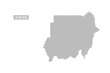 Fototapeta premium Sudan map - Minimal Flat Vector Illustration in Black and Gray, Isolated on White Background, Ideal for Infographics, Educational Use, Reports, and Presentations.