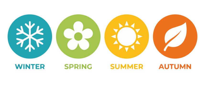  four colorful season set, four colorful season icons set