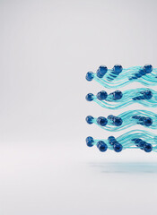 Fototapeta premium Elegant blue spheres flow with artistic flair on white minimalist background