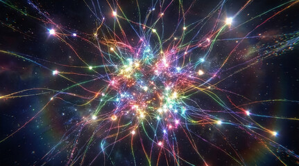 Fototapeta premium Colorful data streams connect in abstract cyberspace with high-quality digital rendering