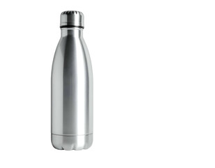 Sleek, metallic water bottle with a curved silhouette