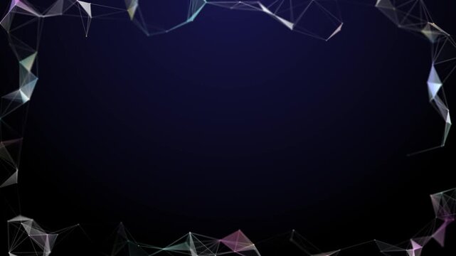 Abstract futuristic communication low poly motion frame background. Seamless loop.