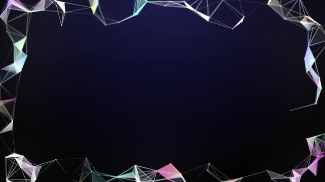 Abstract futuristic communication low poly motion frame background. Seamless loop.