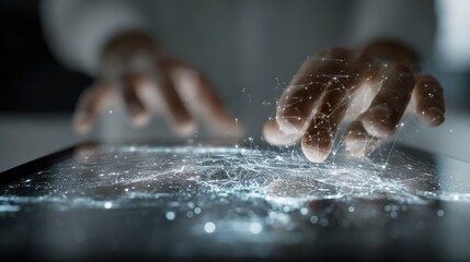 Fototapeta premium Hands interacting with digital technology