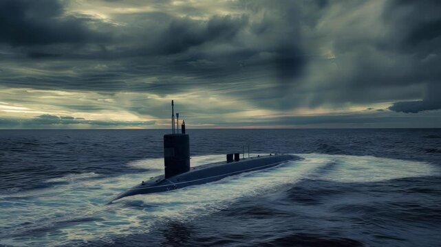 Footage submarine at sea launching a missile into the ocean