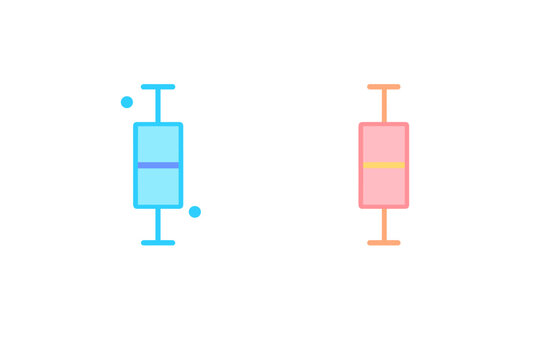 A digital illustration featuring two box plots side-by-side on a black background. One plot is light blue with outliers, and the other is light pink, representing statistical data.