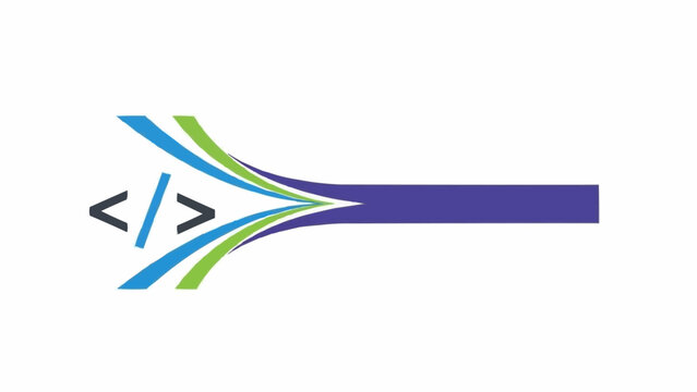 Coding symbol with colorful lines.