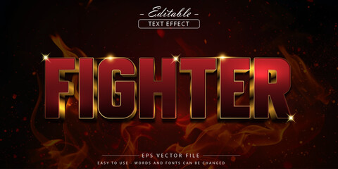 Fighter Fire Text Effect With Bold Metallic Outline And Flames For Dynamic Poster