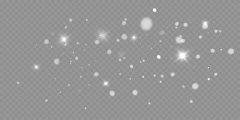 Soft white magic sparkles and glowing dust particles on transparent background. Great for fairy tale designs, fantasy posters, wedding invitations, holiday cards, photo overlays, cosmetic advertising  © Alesya