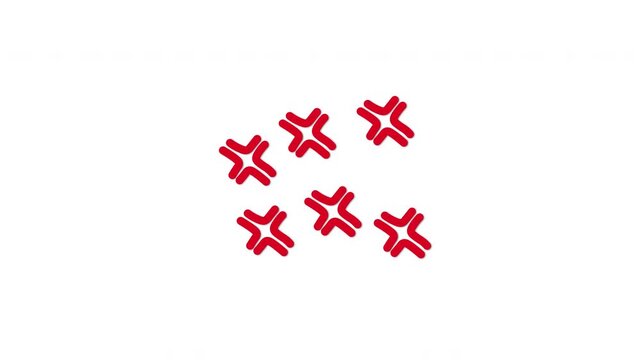 Group of Six Red Angry Vein Symbols for Anime Style Video Editing