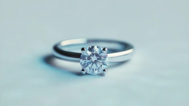 Footage diamond ring sits on a table, perfect for use in jewelry or gift related contexts