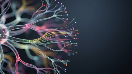 Colorful neural network creates innovative connections with a clean abstract background