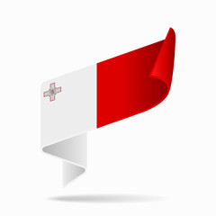 Maltese flag ribbon icon for patriotic, cultural, or national-themed designs. Vector illustration.