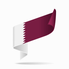 Qatari flag ribbon icon for patriotic, cultural, or national-themed designs. Vector illustration.