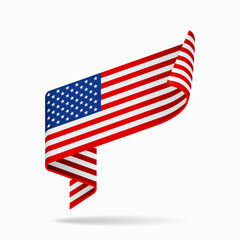 American flag ribbon icon for patriotic, cultural, or national-themed designs. Vector illustration.