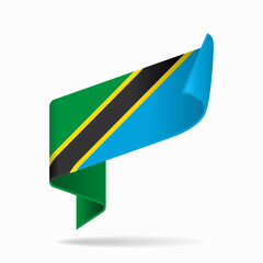 Tanzanian flag ribbon icon for patriotic, cultural, or national-themed designs. Vector illustration.