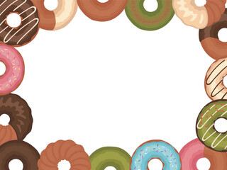 Colorful Donut Frame Border with Copy Space &ndash; Sweet Dessert Illustration