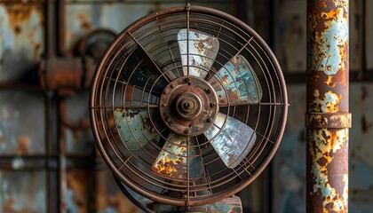 Obraz premium Old rusty industrial fan close-up.