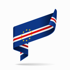 Cape Verde flag ribbon icon for patriotic, cultural, or national-themed designs. Vector illustration.