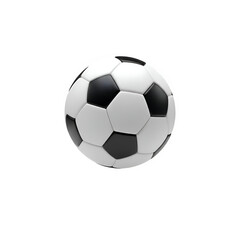 White soccer ball with black accents, clean realistic sports object for design, advertising, and digital use, isolated on white or transparent background. PNG format.