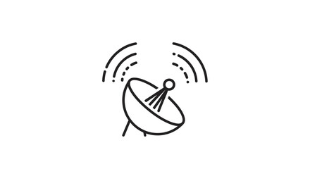Satellite Dish Receiving Signal Illustration.