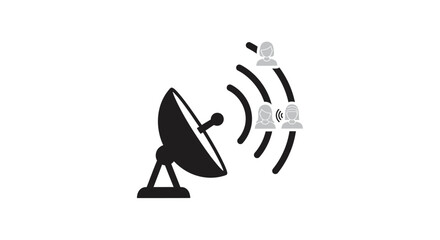 Satellite Dish Receiving Signal Illustration.