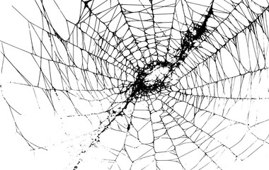 Obraz premium Realistic White Spider Web Overlay on Dark Background