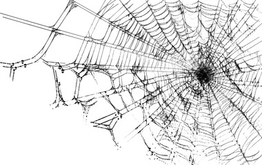 Obraz premium Realistic White Spider Web Overlay on Dark Background