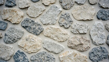 Close-up Texture of a Natural Stone Wall with Irregularly Shaped Rocks.