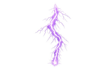 Fototapeta premium Purple lightning bolt striking down, visualizing power, electricity, and storm energy on transparent background