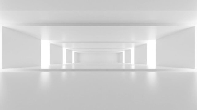 Abstract view of a futuristic white tunnel interior with smooth, White futuristic corridor tunnel with octagonal walls glowing panels leading,
Futuristic tunnel with glowing lights 