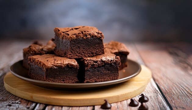 delicious homemade chocolate brownies freshly baked and ready to be served with copy space for national brownie day national brownies at brunch month