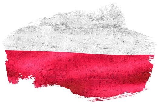 Poland national flag watercolor brush stroke painting