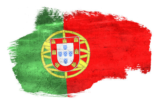 Portugal flag grunge paint brush stroke art